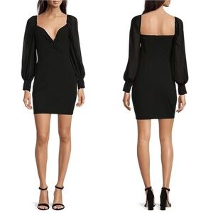 NWT Belle Badgley Mischka Dalia Deep Sweetheart Neck Long Balloon Sleeve…